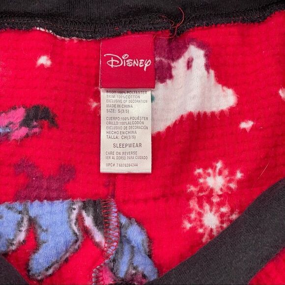 𝅺Disney Size Juniors Small (3-5) Christmas Eeyore Waffle Knit Pajama Pants - Picture 3 of 3